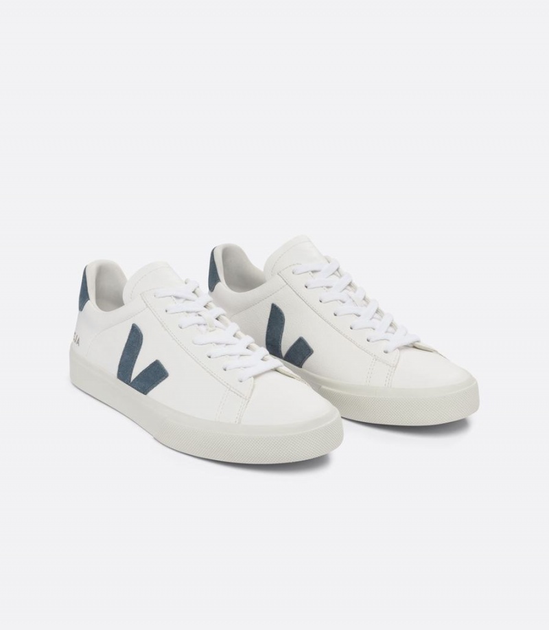 Tenis Bajos Veja Campo Chromefree Cuero California Mujer Blancos Azules | FOY637QS