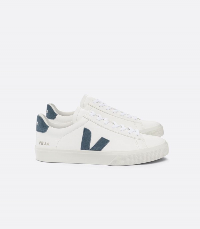 Tenis Bajos Veja Campo Chromefree Cuero California Mujer Blancos Azules | FOY637QS