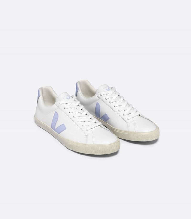 Tenis Bajos Veja Esplar Cuero Swan Hombre Blancos Azules | LAD8490QL