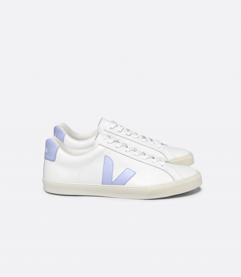 Tenis Bajos Veja Esplar Cuero Swan Hombre Blancos Azules | LAD8490QL